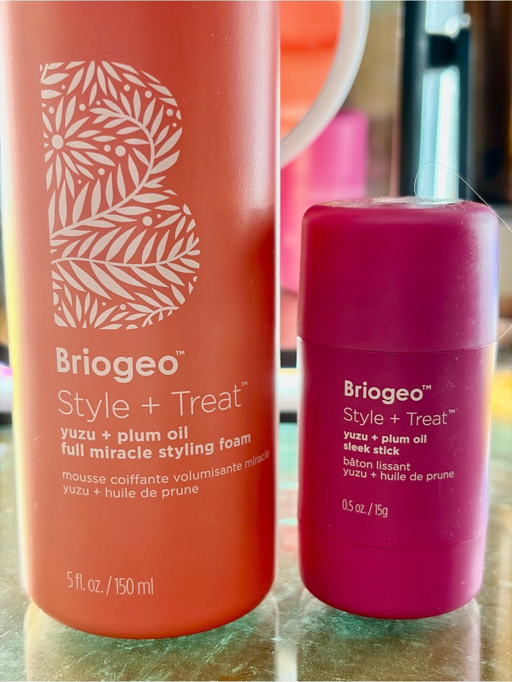 Briogeo Style + Treat Yuzu + Plum Oil Styling Foam & Sleek Stick - Pink